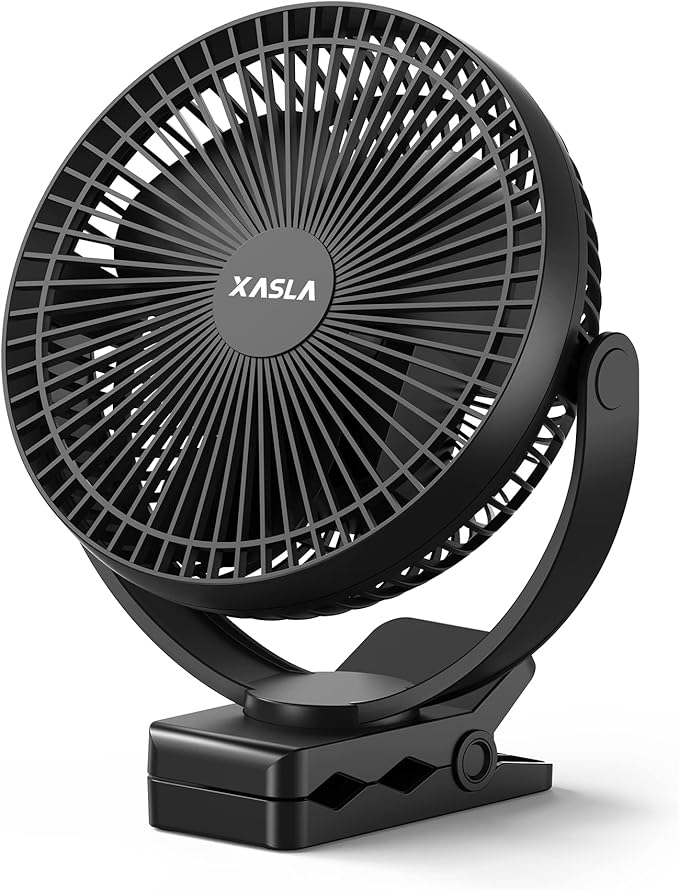 xasla 10000mAh Portable Clip on Fan, 8 inch